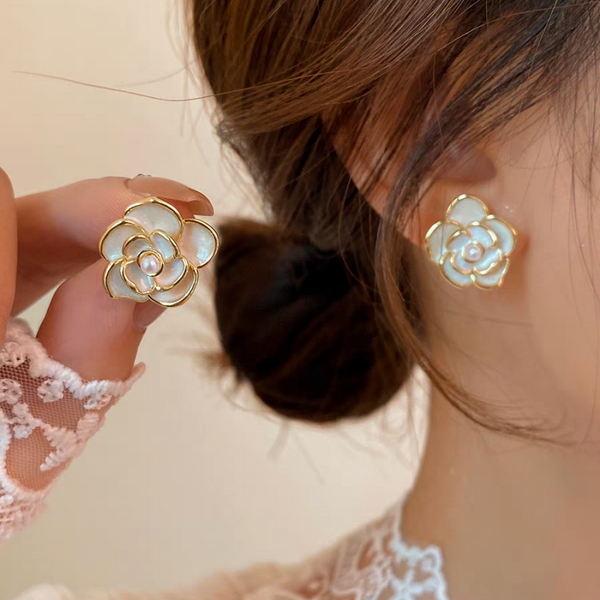 14K Gold-plated Camellia Stud Earrings
