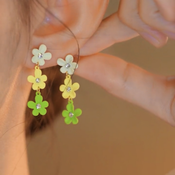 14K Gold-plated Colorful Flower Earrings