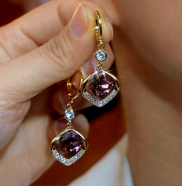 14K Gold-plated Crystal Earrings