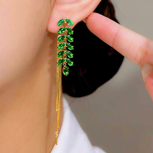 14K Gold-plated Crystal Wheat Earrings