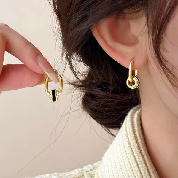 14K Gold-plated Diamond Small Circle Earrings