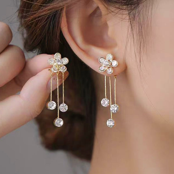 14K Gold-plated Diamond Super Fairy Flower Earrings