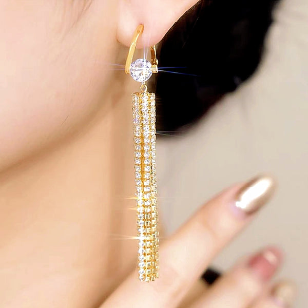 14K Gold-plated Diamond Tassel Earrings