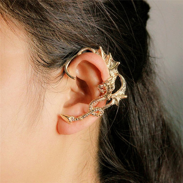 14K Gold-plated Dragon Ear Cuffs ( 1 Pair )