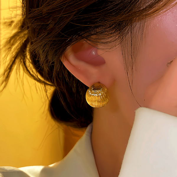 14K Gold-plated Elegant Brushed C-Shaped Earrings