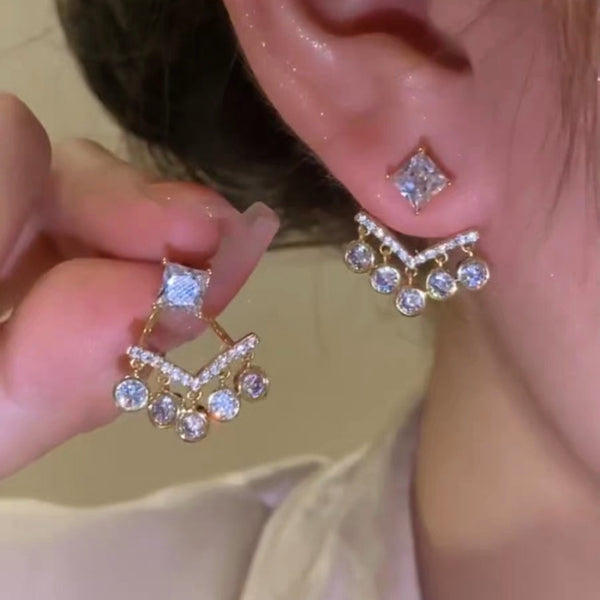 14K Gold-plated Elegant Diamond Earrings