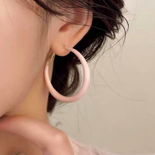 14K Gold-plated Elegant Glaze Hoop Earrings