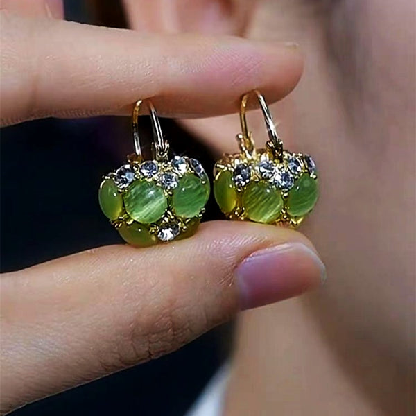 14K Gold-plated Exquisite Opal Flower Green Basket Earrings