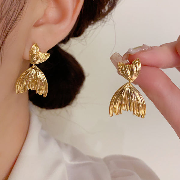 14K Gold-plated Fishtail Earrings