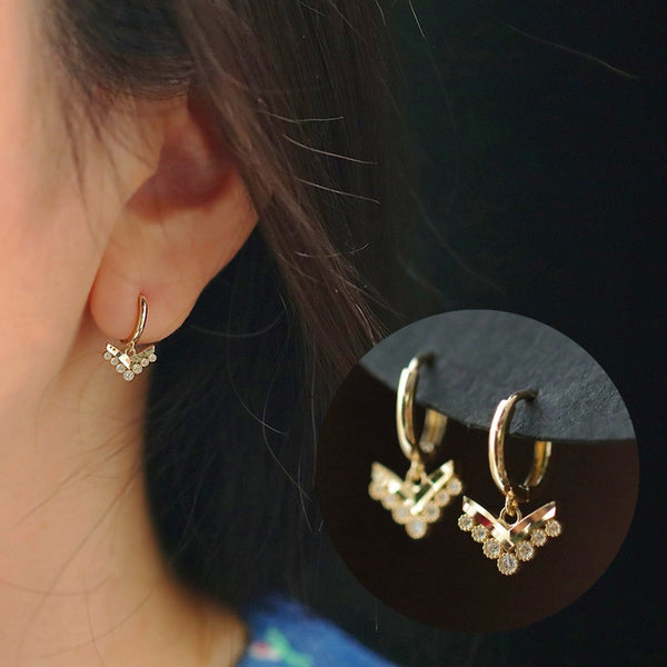 14K Gold-plated Geometric Zircon Earrings