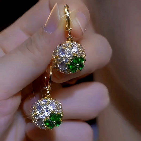 14K Gold-plated Green Zircon Earrings