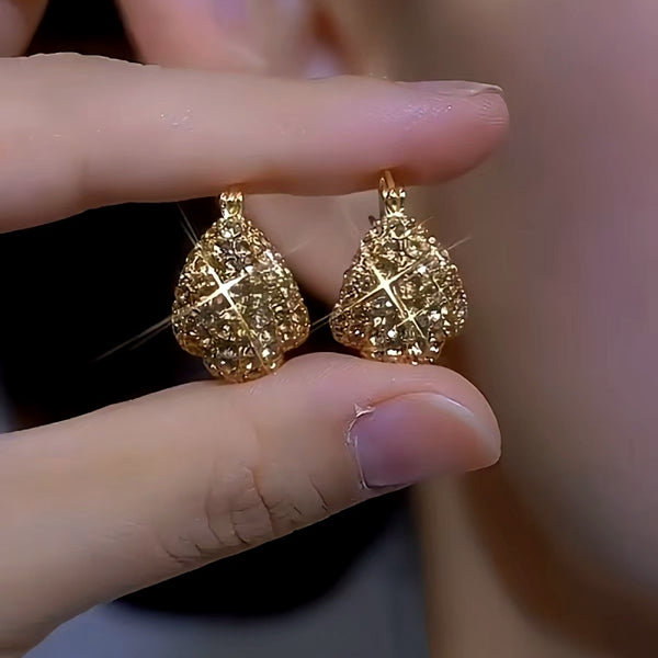 14K Gold-plated Luxury Diamond Drop Earrings