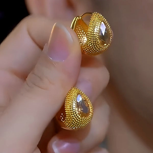 14K Gold-plated Luxury Yellow Diamond Earrings