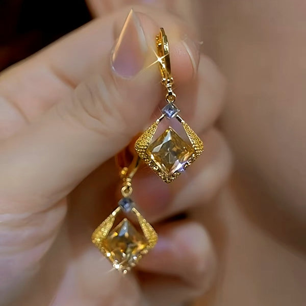 14K Gold-plated Luxury Zircon Crystal Earrings