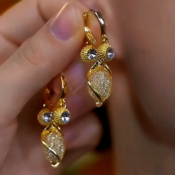 14K Gold-plated Luxury Zircon Mesh Drop Earrings