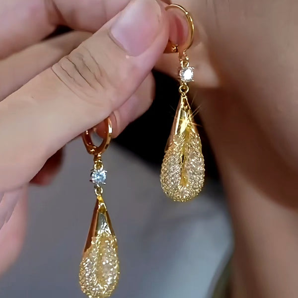 14K Gold-plated Mesh Water Drop Earrings