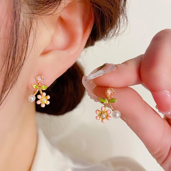 14K Gold-plated Oil Drop Flower Earrings
