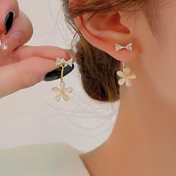 14K Gold-plated Opal Flower Earrings