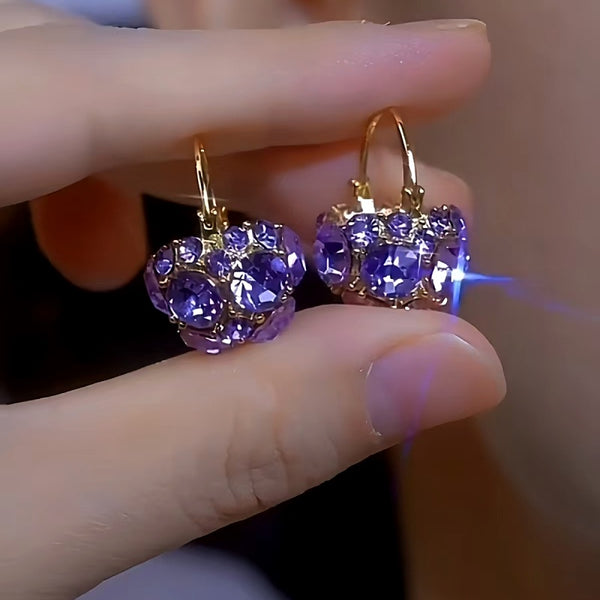 14K Gold-plated Purple Crystal Basket Earrings