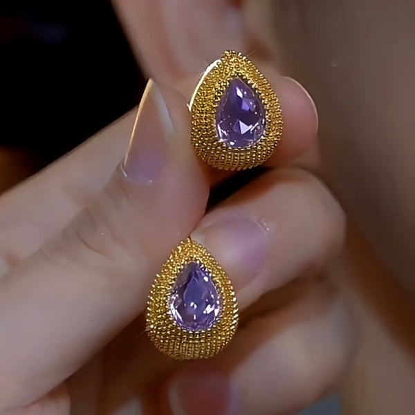 14K Gold-plated Purple Crystal Earrings