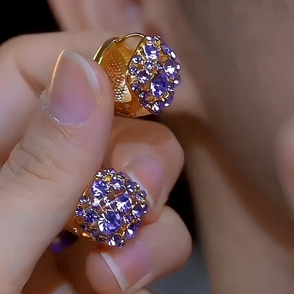 14K Gold-plated Purple Diamond Earrings