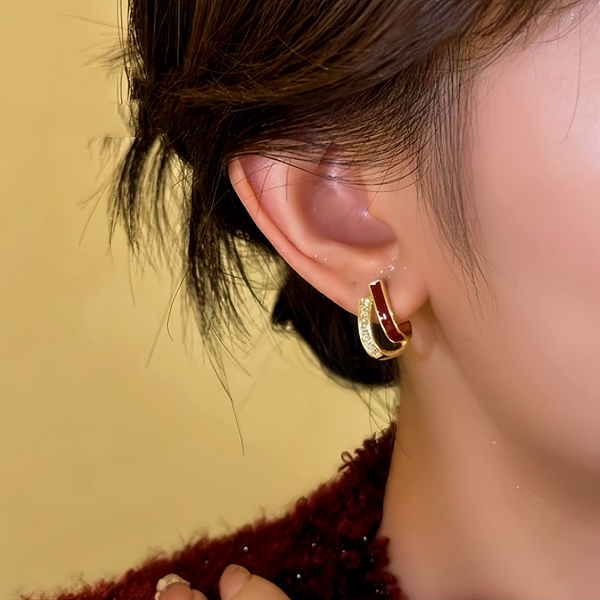 14K Gold-plated Red Oil-Drop Earrings