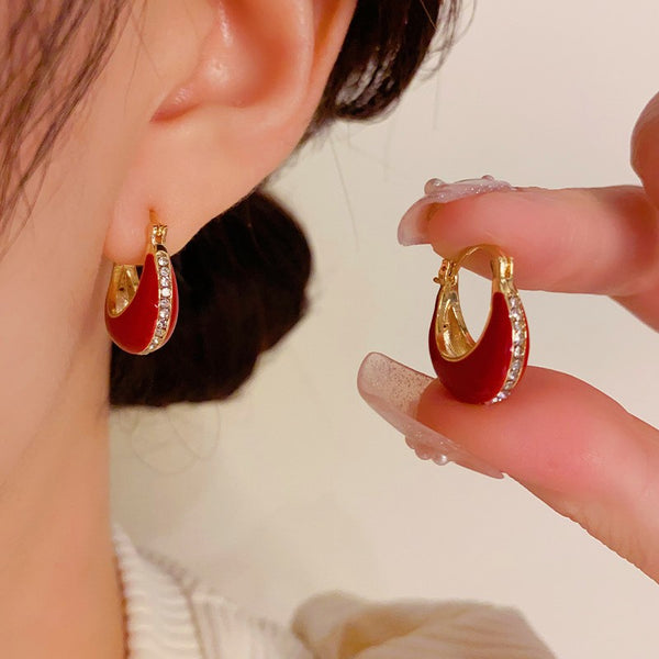 14K Gold-plated Red Oil Drop Earrings