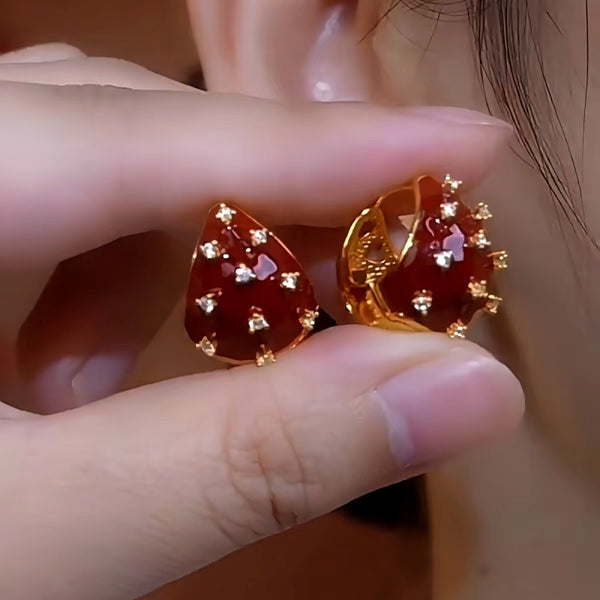 14K Gold-plated Red Strawberry Earrings