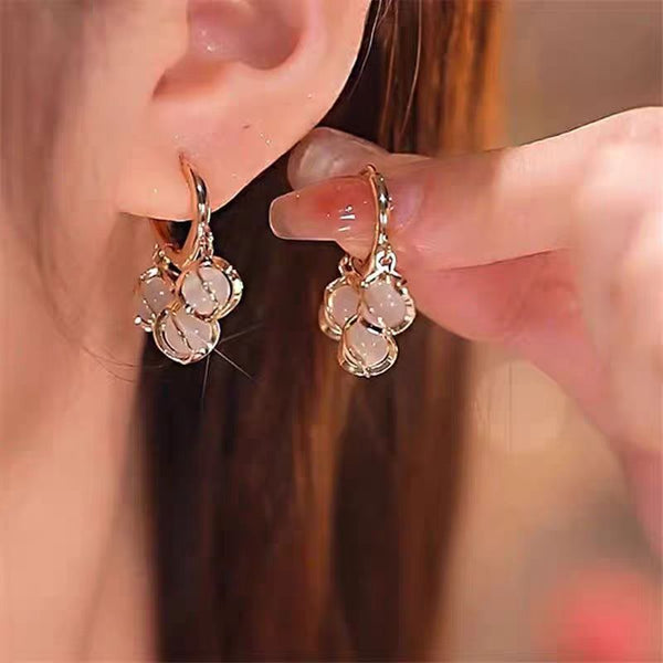 14K Gold-plated Spiral Opal Ball Earrings