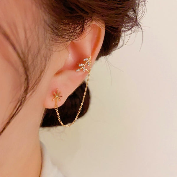 14K Gold-plated Star Ear Cuff Earrings ( 1 Piece)