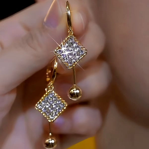 14K Gold-plated Trendy Elegant Diamond Geometric Earrings