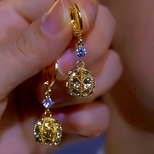 14K Gold-plated Zircon Ball Earrings