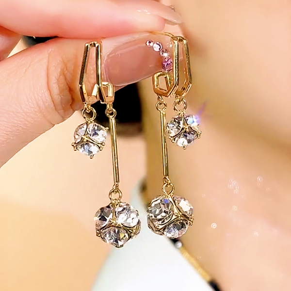 14K Gold-plated Zircon Ball Earrings