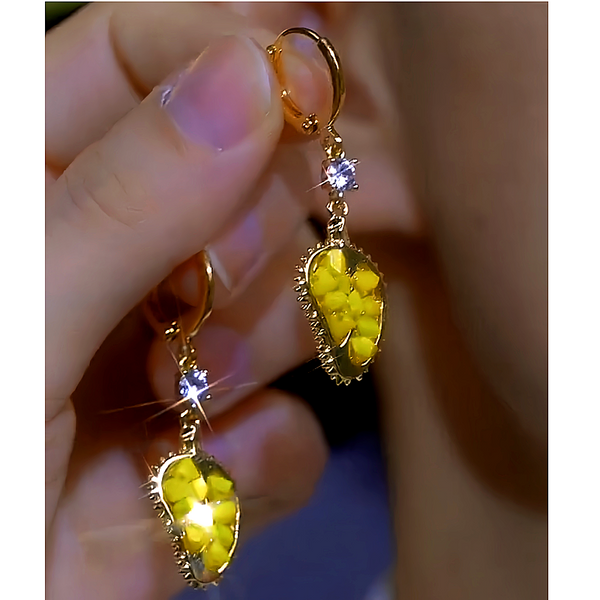 14K Gold-plated Zircon Durian Earrings