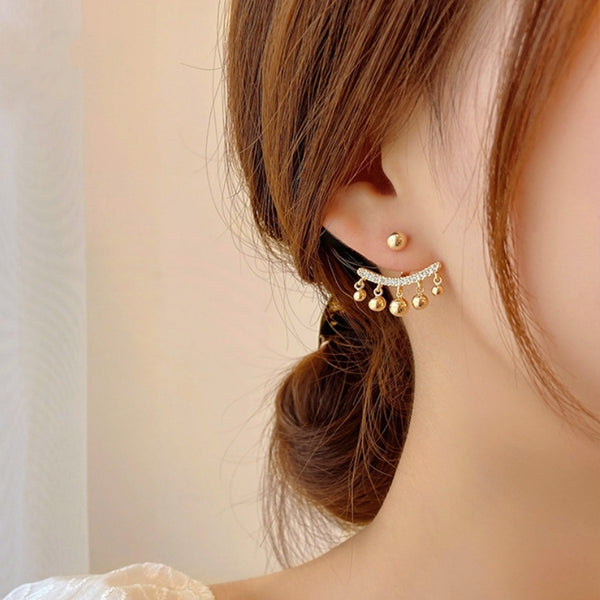 14K Gold-plated Zircon Half-Circle Earrings