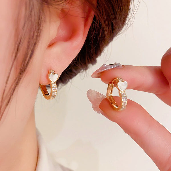 14K Gold-plated Zircon Heart Earrings
