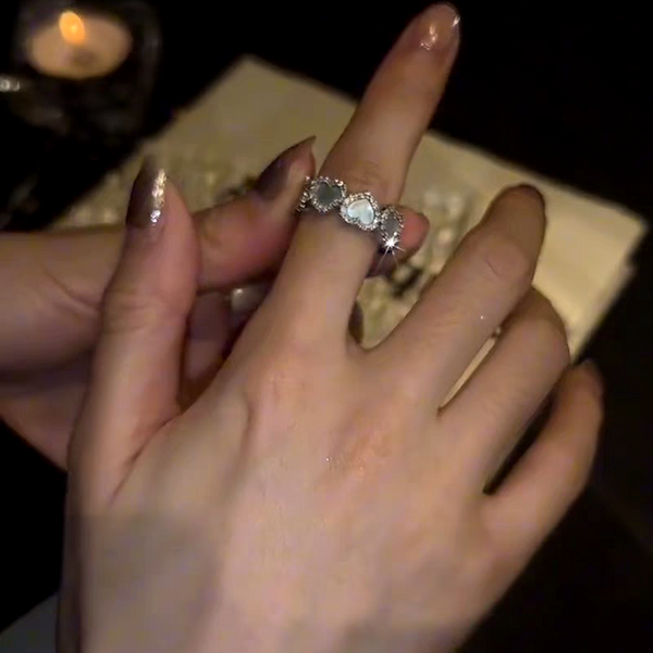 14K Gold Plated Adjustable Zircon Heart Rings