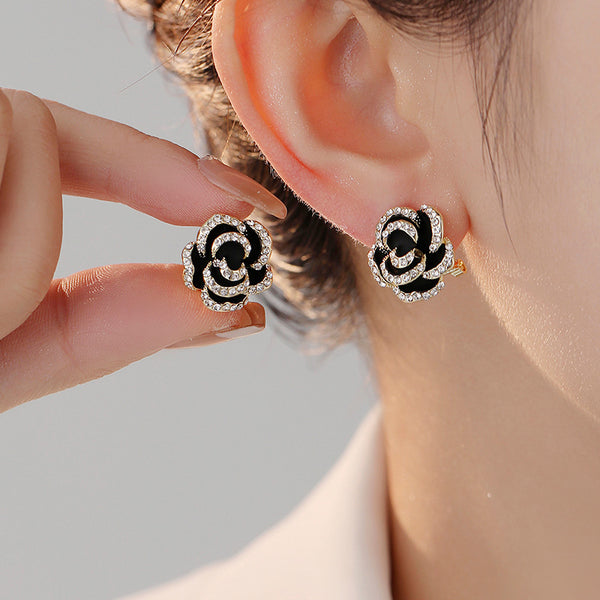 14K Gold-plated Rose Flower Stud Earrings