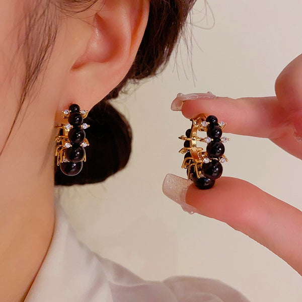 14K Gold-plated Black Earrings
