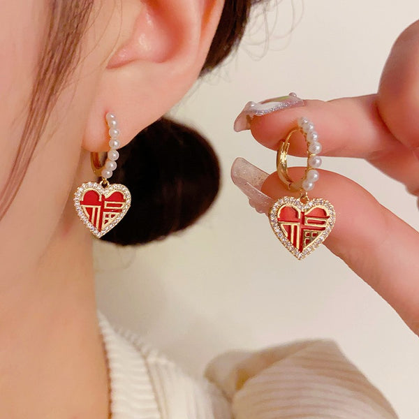 14K Gold-plated Blessing Heart Earrings