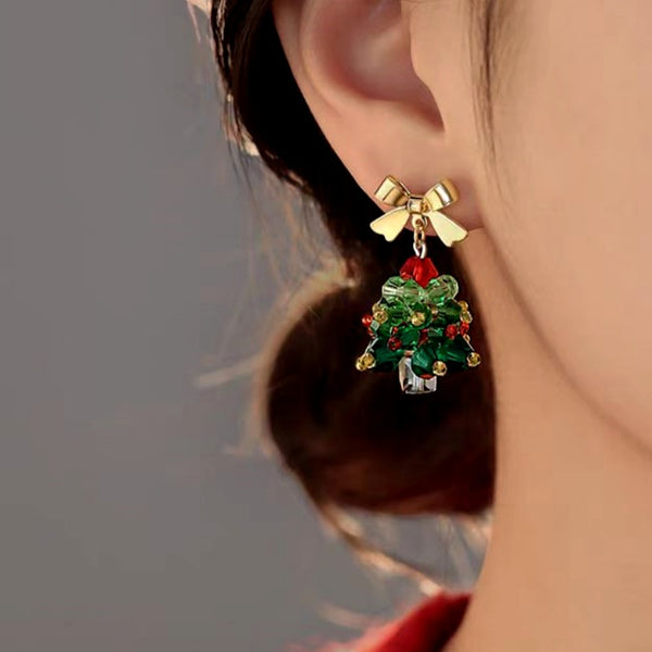 14K Gold Plated Christmas Tree Earrings