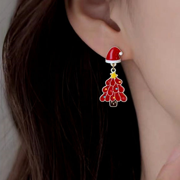 14K Gold Plated Christmas Zircon Christmas Tree Earrings