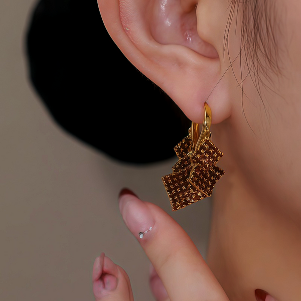 14K Gold Plated Diamond Tassel Earrings