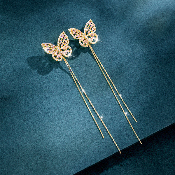 14K Gold Plated Elegant Butterfly Earrings