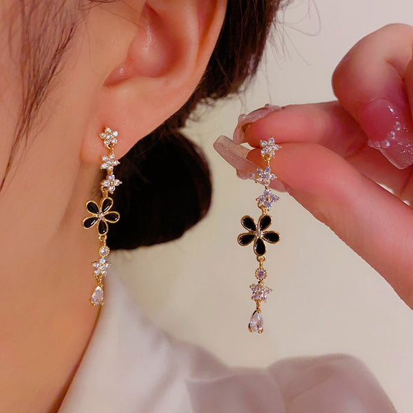 14K Gold-plated Exquisite Zircon Flower Earrings