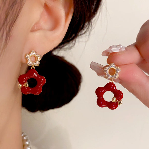 14K Gold Plated Hollow Petal Flower Earrings