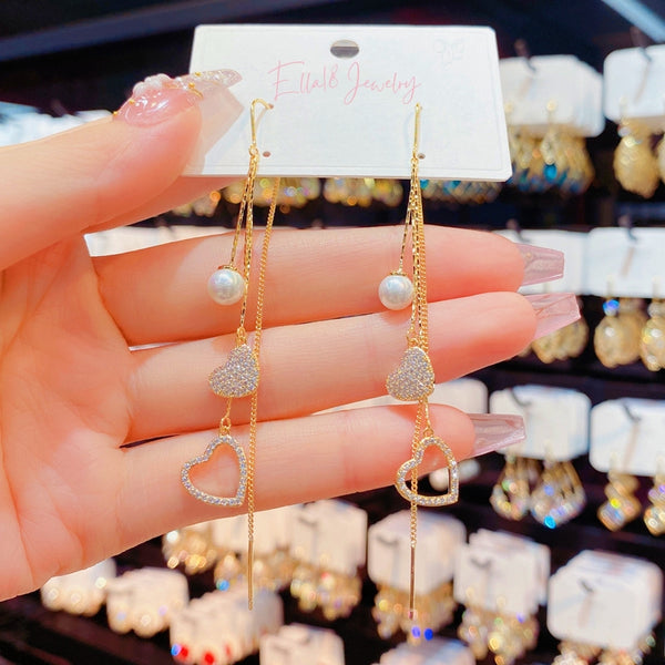 14K Gold-plated Love Pearl Threader Earrings