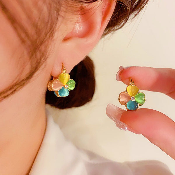 14K Gold-plated Colorful Flower Earrings