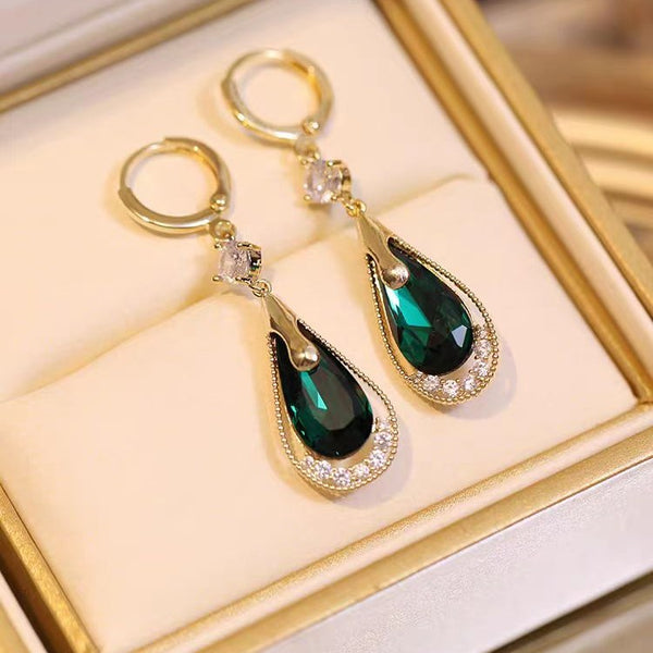 14K Gold-plated Pink & Green Crystal Earrings