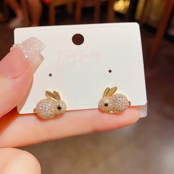 14K Gold-plated Rabbit Stud Earrings